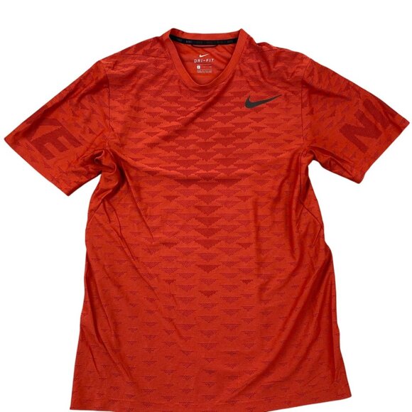 Nike Mens Dri-Fit T-Shirt Small Activewear Athletic Short Sleeve Red Mesh Casual - Picture 1 of 10